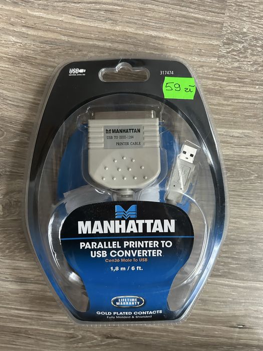 Konwerter USB do drukarki Manhattan długość 1,8 m