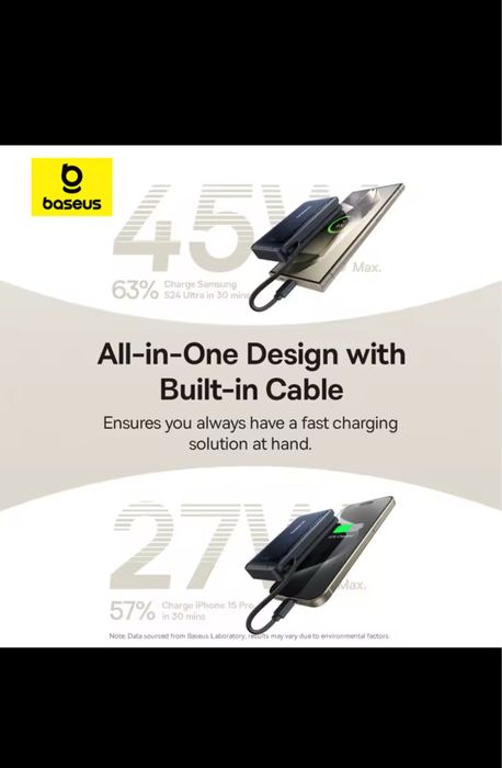 Магнітний павербанк Baseus Qi2 45W | 10000 mAH | швидка зарядка