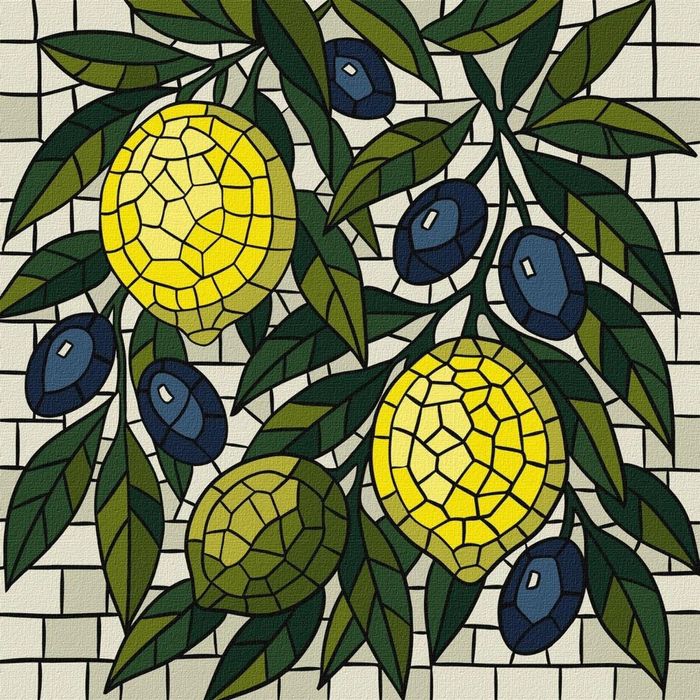 Malowanie po numerach - Witraż. Cytryny 30x30cm Ideyka ,300x15 mm