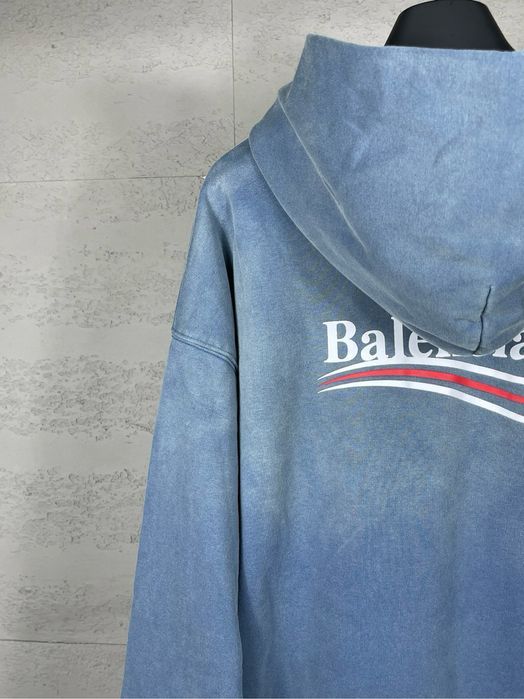 Худи BALENCIAGA голубое синее мужское унисекс оверсайз винтажное