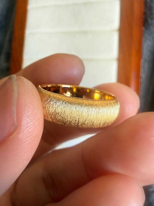 Anel Largo em Prata 925 Dourada Escovada – Par Empilhável ring 17.3mm