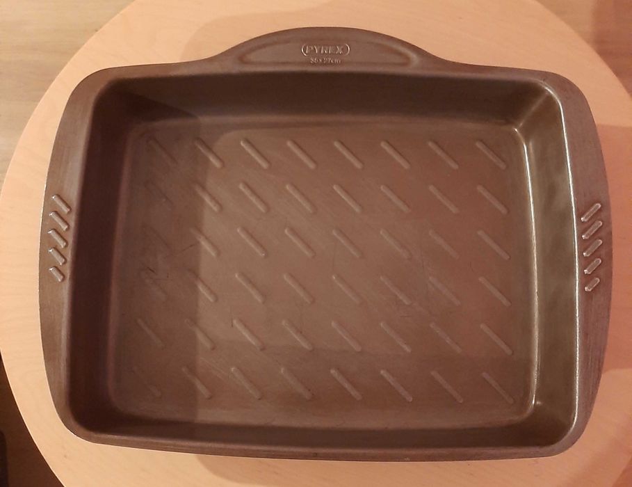 Tabuleiro Forno Retangular Metal 35x27cm Castanho Asimetria