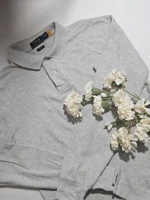 Polo Ralph Lauren M Slim Fit szare długi rękaw 100% bawełna