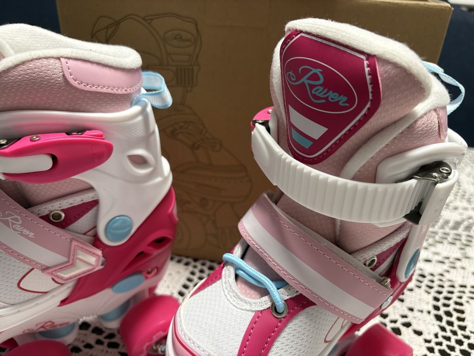Wrotki Regulowane RAVEN Lia Pink 27-30 Kółka LED