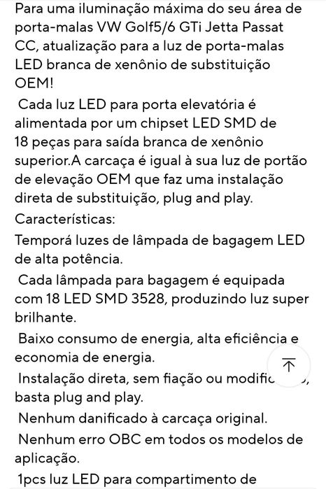 Lampada led para mala, carros vw