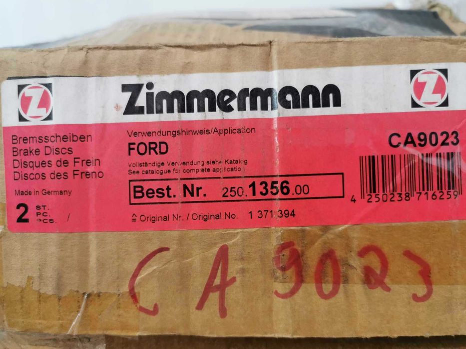Tarcza hamulcowa Transit PRZÓD wentylowana ZIMMERMANN  250.1356.20