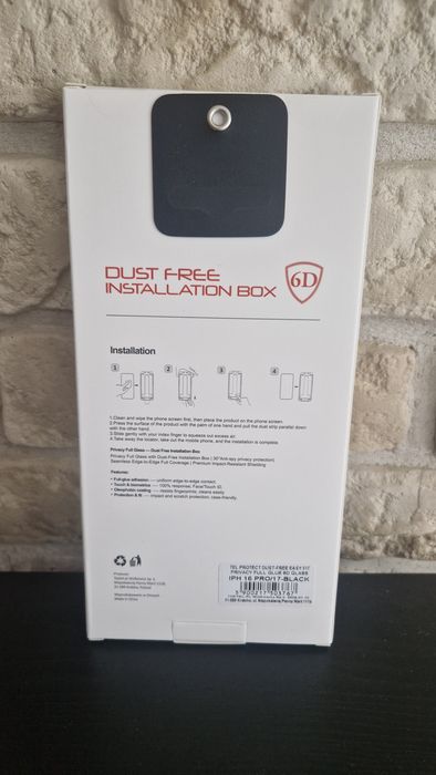 Hartowane szkło Tel Protect Dust-Free Easy Fit Full Glue 6D do Iphone 16 Pro/17 czarne