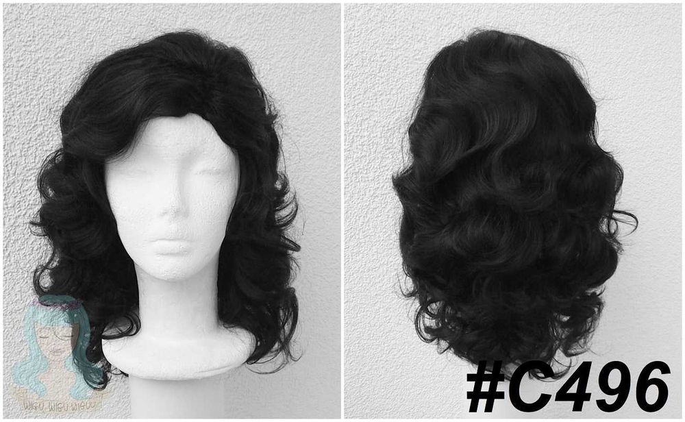 Czarna ciemna brązowa falowana peruka z przedziałkiem cosplay wig fale