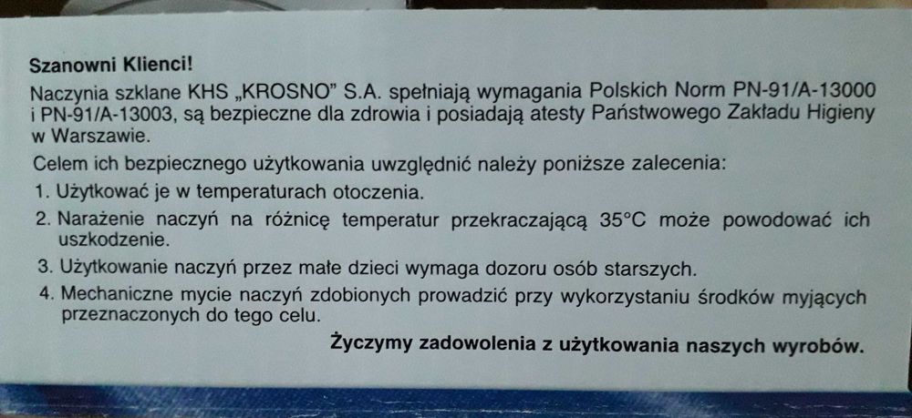 Szklanki do whisky Kanon Krosno PRL 6 sztuk nowe