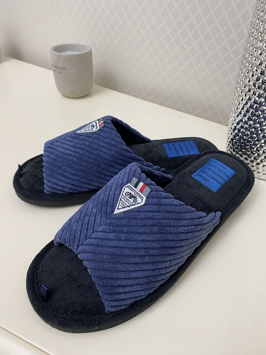 Чоловічі тапочки з відкритими пальцями Home Story,сині та сірі.
