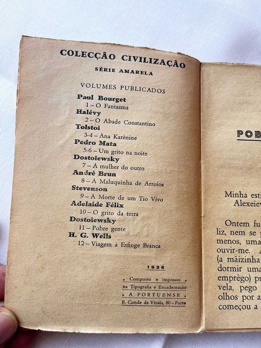 Livro Dostoiéwski – Pobre Gente Colecção Civilização – Série Amarela n.º 11