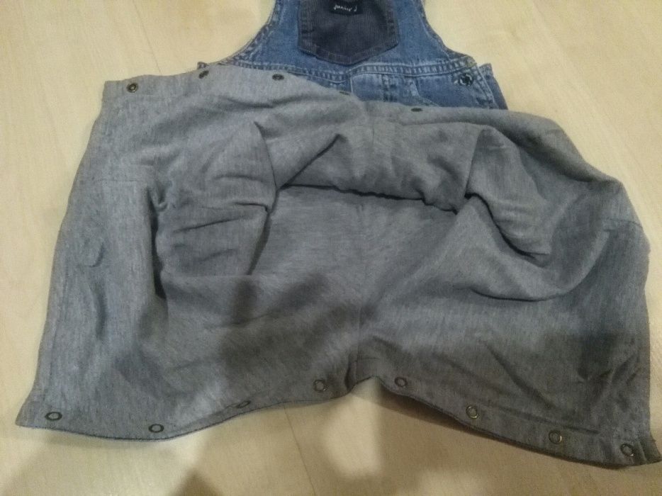 Jeansowe ogrodniczki ocieplane bawełnianą podszewką idealny stan