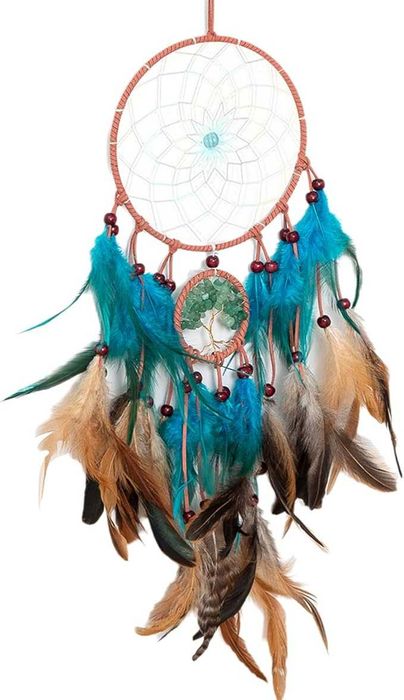Łapacz snów, Dreamcatcher boho, Makrama 60cm piórka