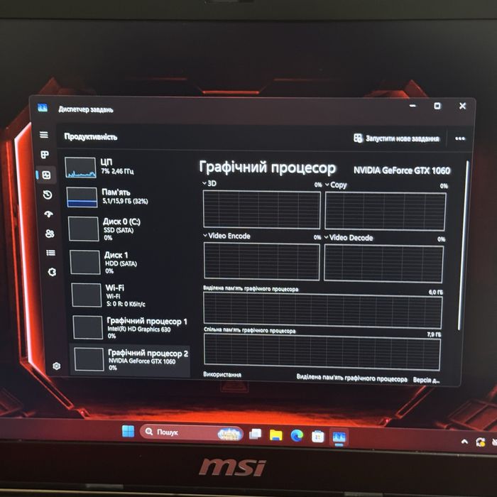 Як новий! Ігровий ноутбук MSI i7 7700, Gtx 1060 6Gb