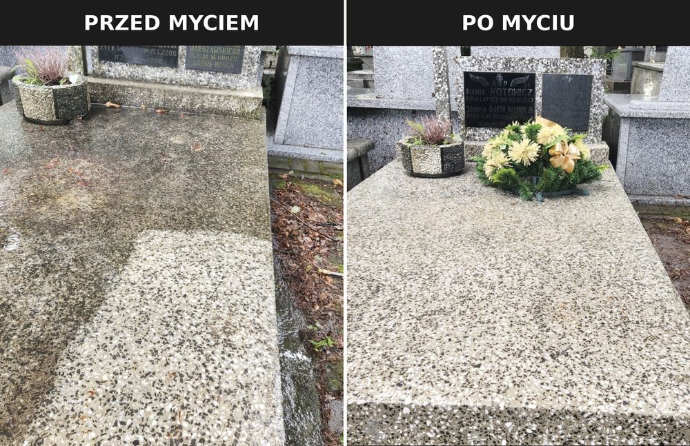 Mycie grobowców myjką