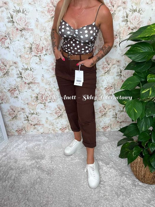 Brązowe Jeansy Balloon Skinny, XS  M. Sara