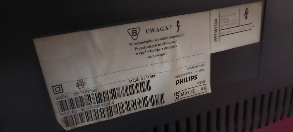 Tv Phillips 25" model: 25pt4523/58 kineskop tuner DVB-T2 + antena nazi