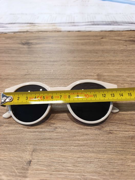 Okulary przeciwsłoneczne damskie ecru okrągłe retro vintage nowe