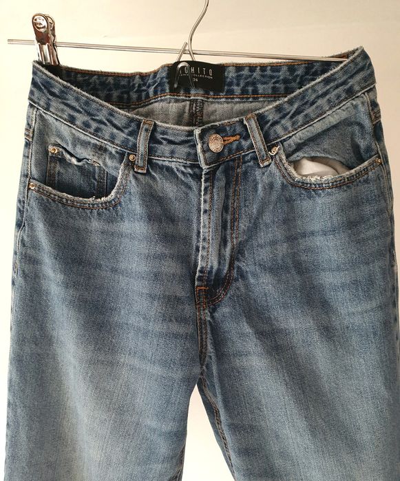 MOHITO spodnie jeans jeansy wysoki high mom fit dla niskiej 34 xs