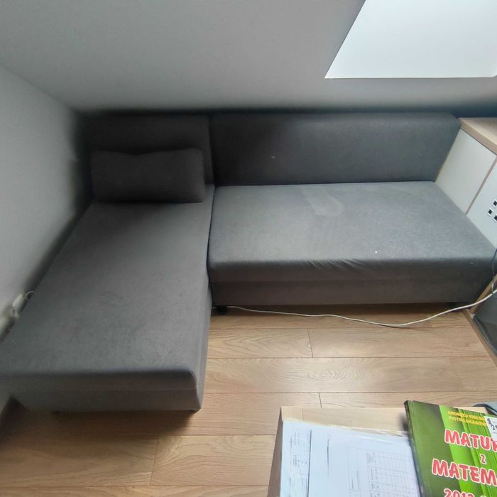 ÄLVDALEN 3-os sofa rozkładana z szezlongiem, Knisa szarobeżowy