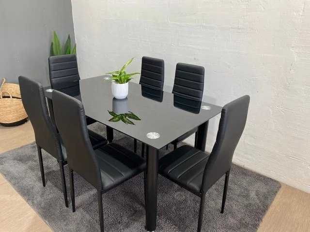 Mesa cinzenta + 6 cadeiras + catálogo disponível