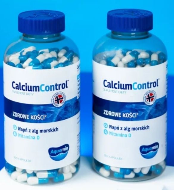 2x Calcium Control Zdrowe Kości Aquamin Wapń z alg + Wit. D |  2x 360 szt.