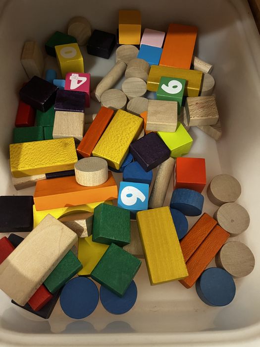 Conjunto blocos construcao em madeira para criar - brinquedo infantil