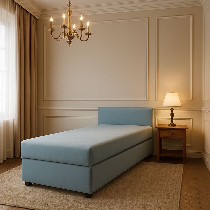 Łóżko , Tapczan  jednoosobowy z pojemnikiem i zaglowiiem