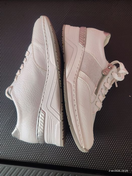 Rieker sneakersy białe ( wstawka brokat)