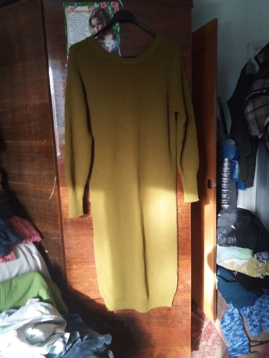 теплые платье.табачное