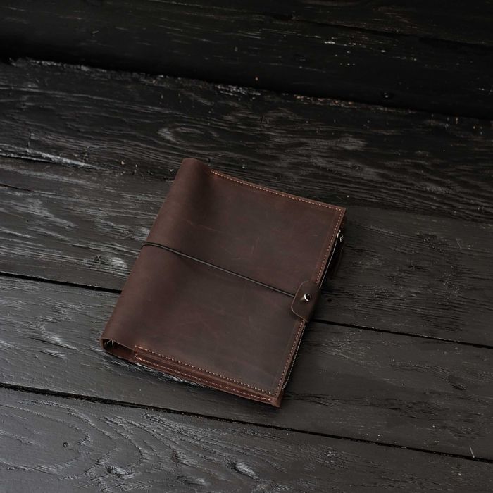 Кожаный блокнот ежедневник со сменным блоком, с логотипом, текстом