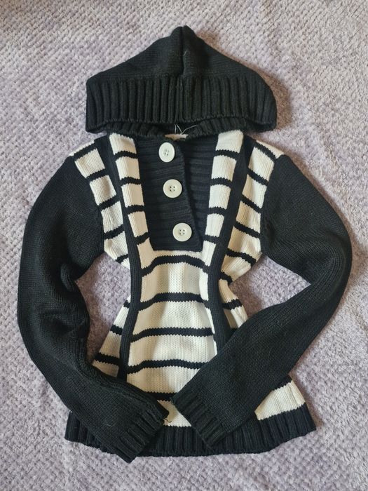 Sweter z kapturem vintage M/S akryl rare