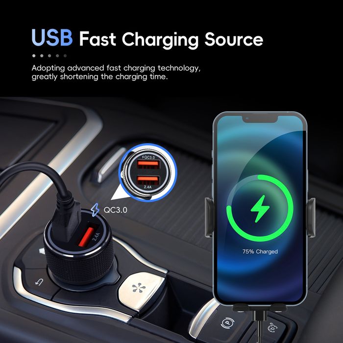 Suporte Carregamento rápido Telemóvel com CARPLAY e Android Auto NOVO