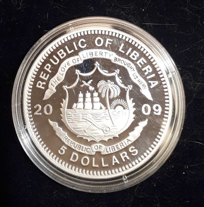 Колекційна монета 5$ Russian Fairy Tales, Ліберія 2009 р. Срібло