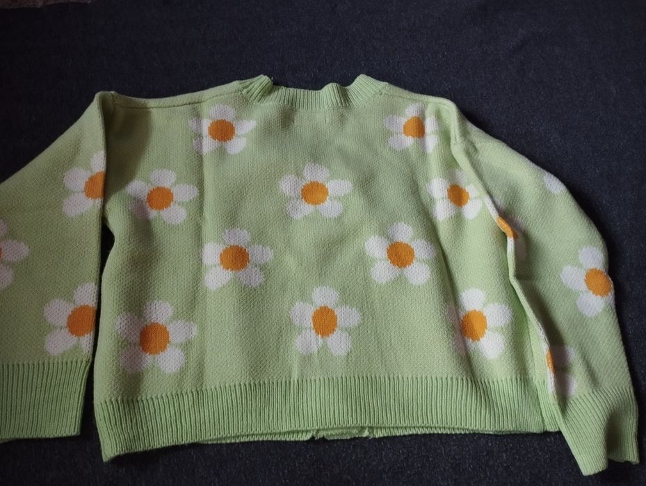 Sweter Shine jak nowy kwiaty S piękny rozpinany