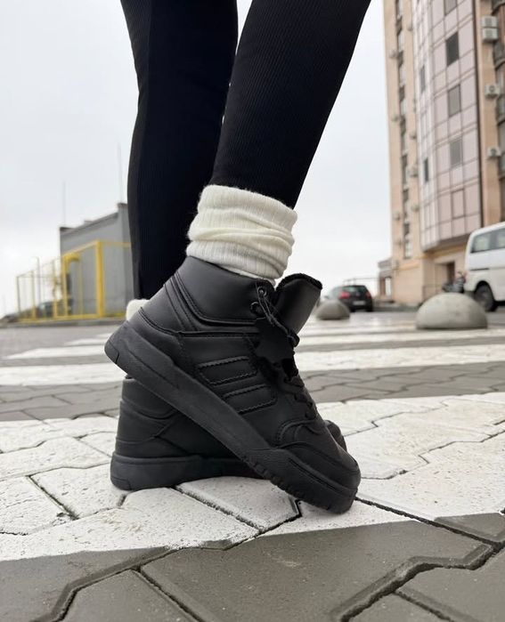 ‼️ РАСПРОДАЖА женские кроссовки зимние чёрные тёплые хайтопы с мехом