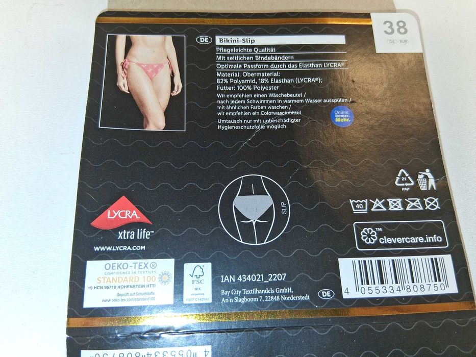 A098 Sansibar Majtki Bikini Damskie Wiązane Brzoskwiniowe Rozmiar 38