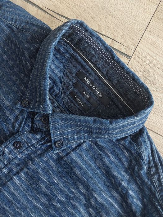 Koszula Marc O'Polo Shaped Fit indigo bawełniana koszula w paski