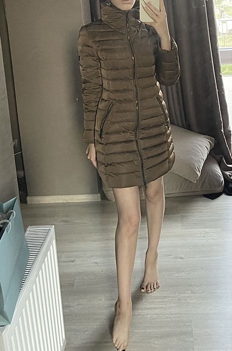 Пуховик новый под Moncler женский S M шоколад 38