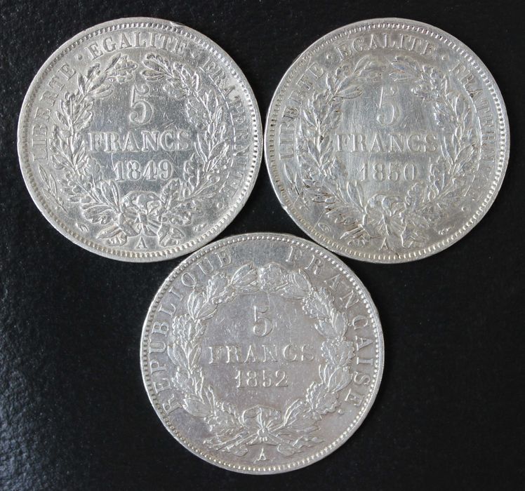 монета 5 франков 1833,1841,1849,1850,1852,1869,1873 года