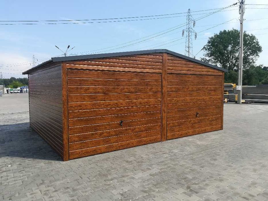 Blaszak Garaż blaszany DREWNOPODOBNY dąb orzech Garaże PREMIUM
