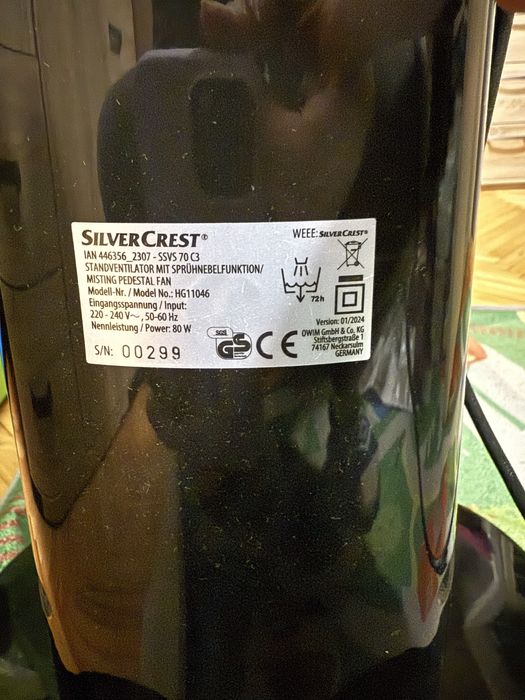 SILVERCREST Wentylator stojacy z funkcja mgietki 80 W