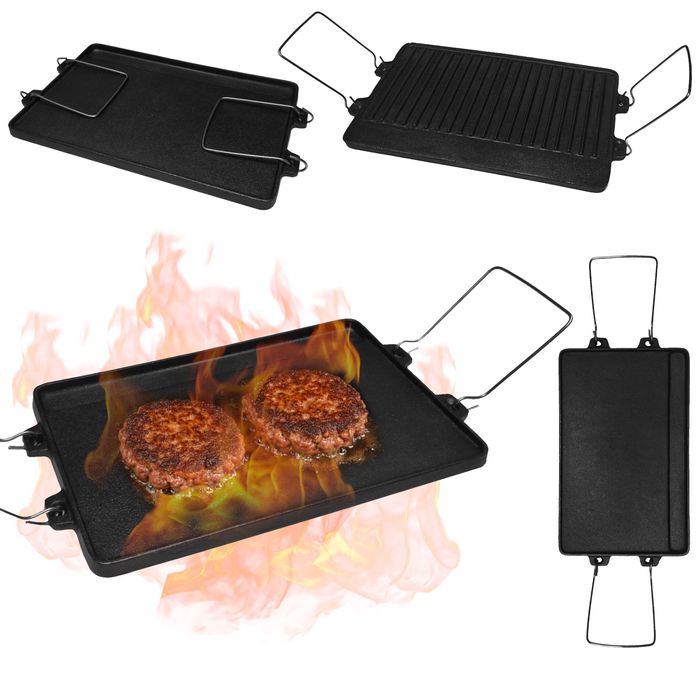 Płyta ŻELIWNA Grillowa dwustronna Ruszt do burgerów patelnia na grill