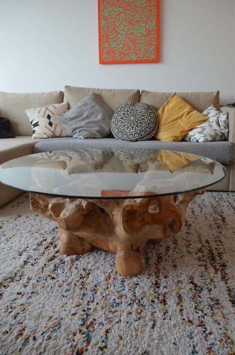 Mesa de centro em raiz de teca