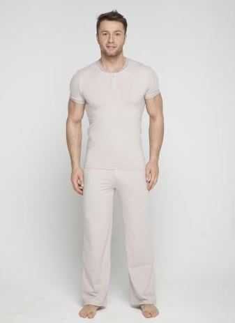 Мужская пижама голубая футболка + брюки, Agio, Польша