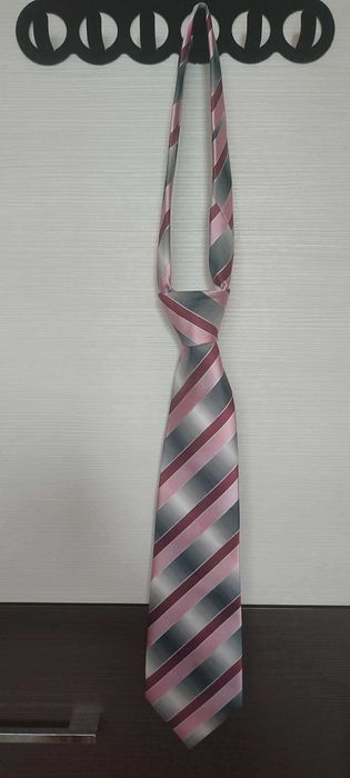 krawat meski szaro-rozowy