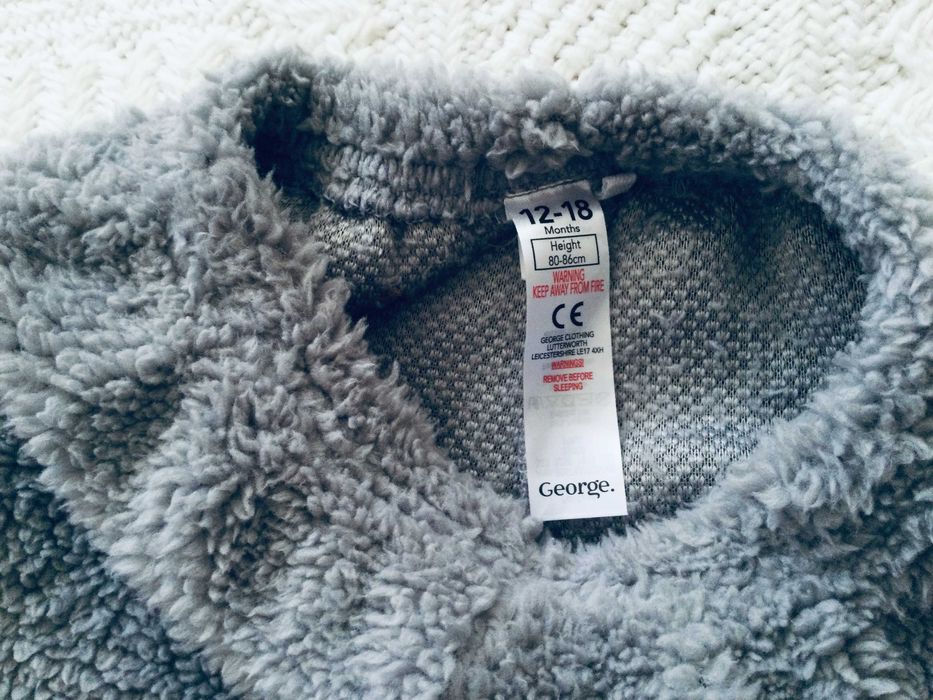 1-2 роки George тепла, пухнаста, флісова піжама з Динозавриком