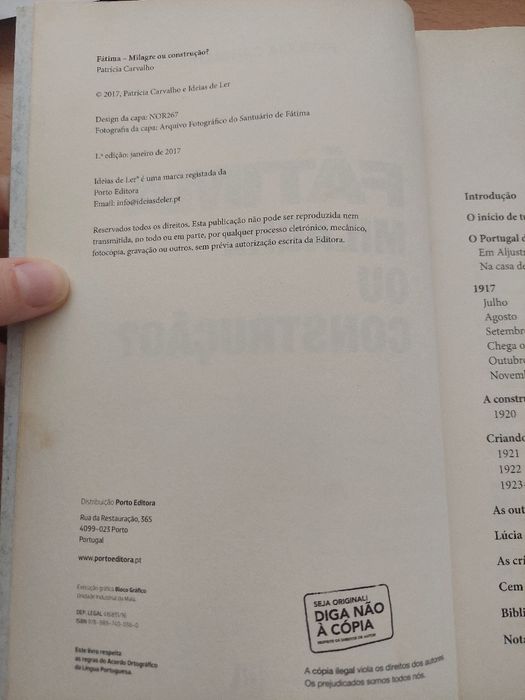 Livro Fátima Milagre ou Construção? - Patrícia Carvalho