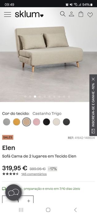 Sofá-cama de 2 lugares, como novo