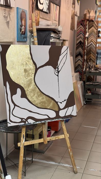 Картина в інтер‘єр “BREWED SERENITY” акриловий абстрактний живопис